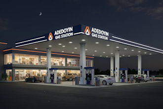 do 3d filling station, 3d  gas station, 3d fuel station, 3d oil station