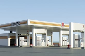 do 3d filling station, 3d  gas station, 3d fuel station, 3d oil station