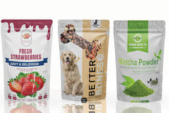 design or redesign all types of label, pouch or bag and box packaging