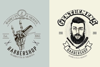 make custom vintage skull barber shop logo within 24 hours