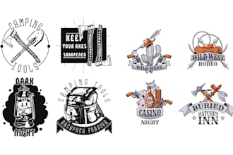 create hand drawn axes woodwork logo