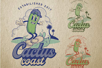 design vintage illustration, cartoon, or retro logo