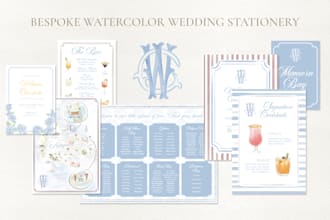 create bespoke, watercolor wedding stationery