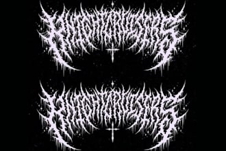 draw modern black death brutal doom metal logo design