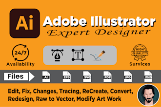 edit, fix adobe illustrator files, recreate logo, resize, modify vector files