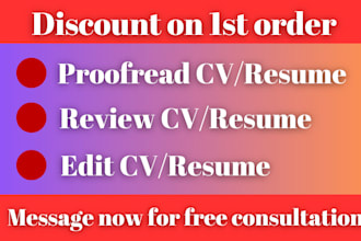 proofread and modify university college school resume or cv