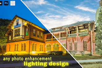 lighting design enhancement for indoor outdoor by dialux evo, photoshop