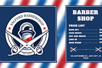 design a professional barber shop logo and price list