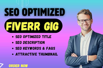 write seo optimized fiverr gig description, gig title and high ranking keywords