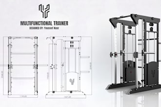 engineer commercial gym equipment and provide 3d cad design
