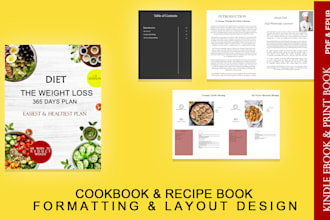 professional cookbook design and formatting for print or ebook