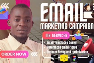 design and setup email marketing campaign, klaviyo flows, mailchimp, getresponse