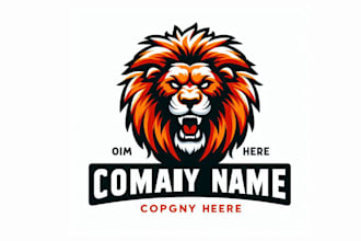 design a powerful roaring lion mascot logo for your brand or team