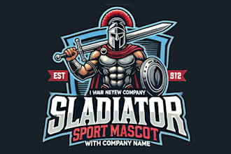 design a bold gladiator sport mascot logo for your team or brand