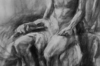 draw realistic black and white charcoal portrait and illustration