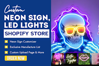 design custom neon sign dropshipping shopify store led lights uv print website
