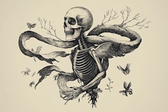 create retro vintage design with drawn illustration