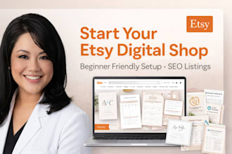 set up etsy digital products store or create etsy shop product listing with seo