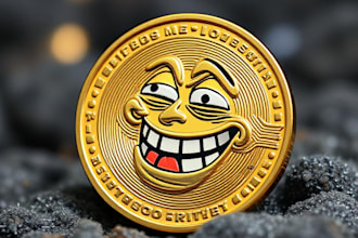 create funny meme coin, meme art, meme coin art crypto coin art, meme video