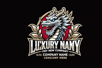 design a luxury dragon mascot logo for your brand or team