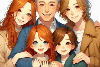 draw disney family portrait illustration