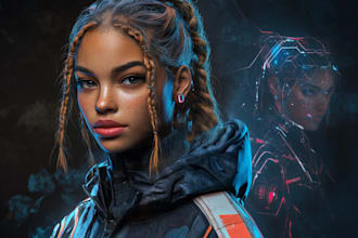 design stunning sci fi, cyberpunk, portrait art