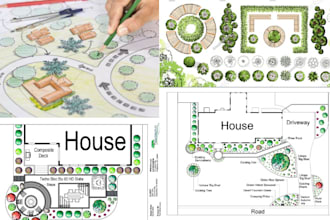 design 3d backyard design as landscape architect electrical engineer drawing