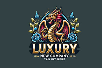 design a stunning luxury dragon mascot logo for your brand or team