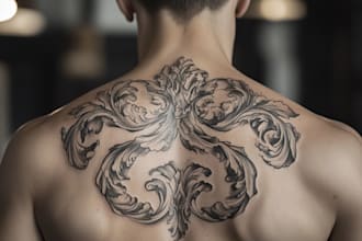 make a realistic black and white tattoo design for you