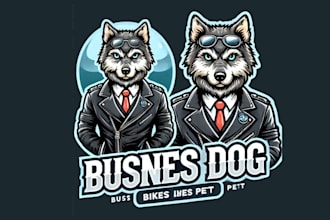 design a fierce wolf in biker jacket mascot logo for your brand or team