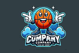 design a fun and dynamic basketball cartoon mascot logo for your team
