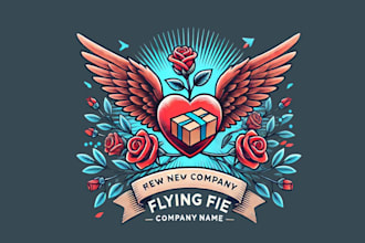 design a beautiful rose heart flying fire logo for your brand
