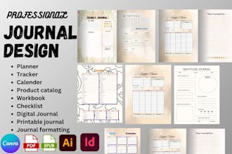 design custom printable hyperlink digital journal, planner, tracker for etsy kdp