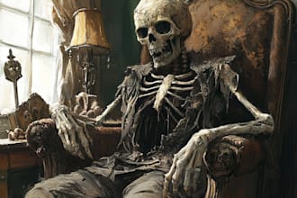 do a fantasy horror character art in unique style