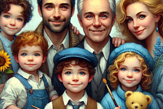 draw disney family portrait illustration