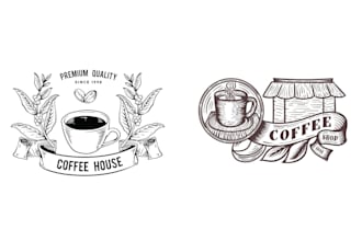 make retro hand drawn coffee shop logo
