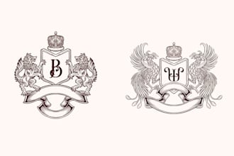 create vintage coat of arms logo within 24 hours