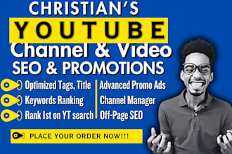 promote christian youtube channel organically, video SEO ranking channel manager