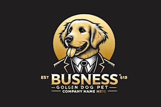 design a beautiful golden retriever dog logo cartoon, character for your brand