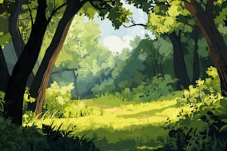 draw a flat vector landscape illustration