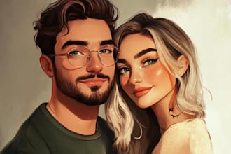 make you anime couple art portrait