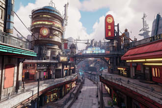 make a futuristic and detail cyberpunk city illustration