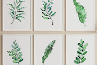 design abstract printable tropical palm leaf wall art