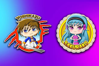 draw avatar anime vtuber art, chibi charcter style and twitch profile