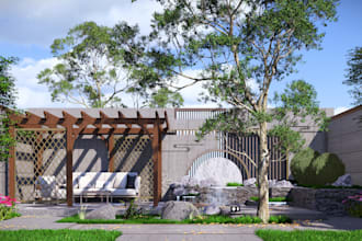 design and do visualizations of landscape, terrace, backyard, pool, and patio