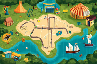 draw beautiful map in vector illustration