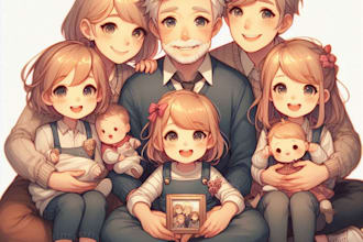draw disney family portrait illustration