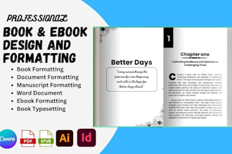 design, format word document, pdf formatting typesetting manuscript for kdp lulu
