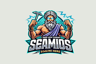 design a powerful zeus mascot logo for your brand or team