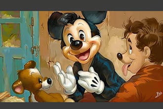 make a portrait in disney cartoon art for you